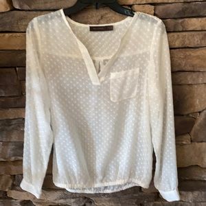 The Limited long-sleeve Sheer polka-dot blouse off-white size small